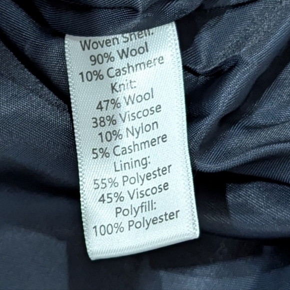 $598 Mens AMICABLE Mixed Media Wool Blend Puffer Jacket Navy XL - Picture 6 of 7